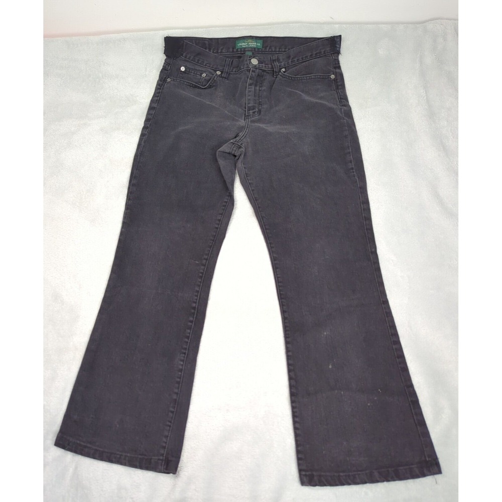 Lauren Jeans Co LRL Jeans Women 10 Black Cotton Denim Zip Fly Flared 32x26
